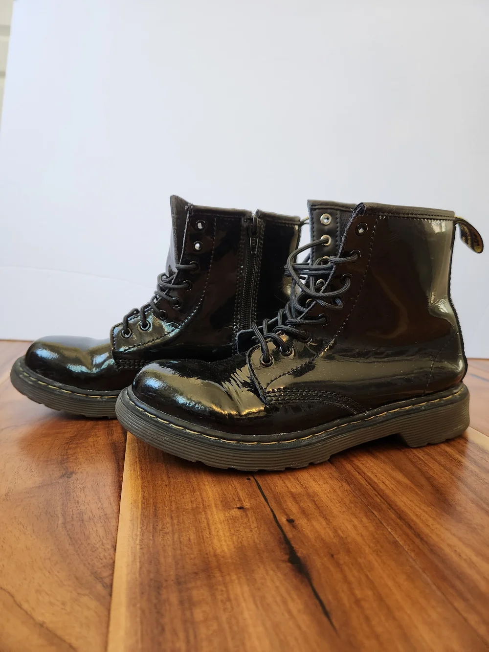 Dr. Martens 1460 Black Patent Side-Zip Ankle Boots. Youth 3